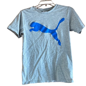 Puma‎ Boy’s Graphic Logo Short Sleeve Cotton Tee Shirt Large 14/16 Grey